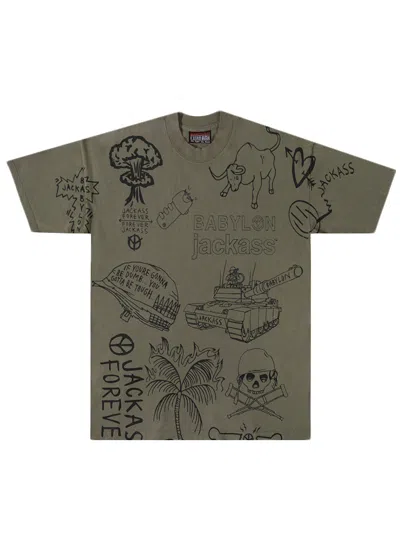 Pre-owned Babylon Men's  Jackass Tag T-shirt In Olive