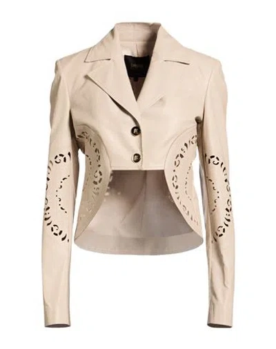 Babylon Woman Blazer Beige Size 10 Polyurethane, Viscose In Neutral