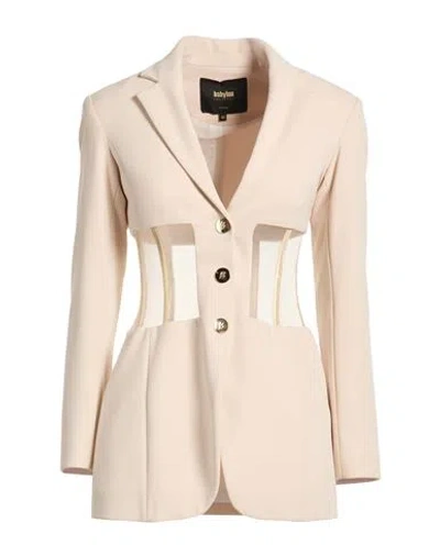Babylon Woman Blazer Beige Size 4 Polyester, Elastane In Neutral
