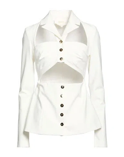 Babylon Woman Blazer White Size 10 Polyamide, Elastane