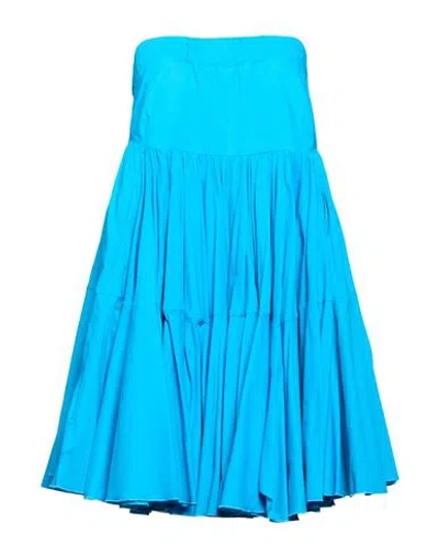 Babylon Woman Mini Dress Azure Size 8 Cotton In Blue