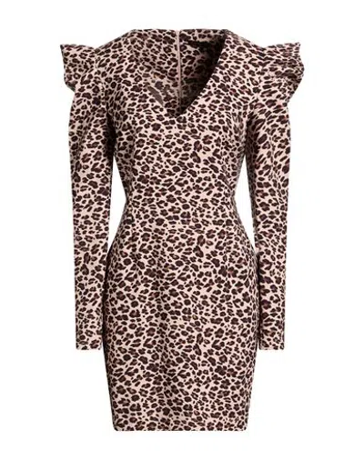 Babylon Woman Mini Dress Beige Size 6 Polyamide, Elastane In Brown