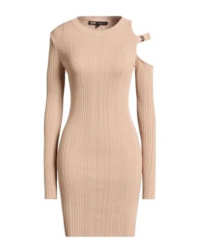 Babylon Woman Mini Dress Sand Size 3 Viscose, Polyester In Neutral