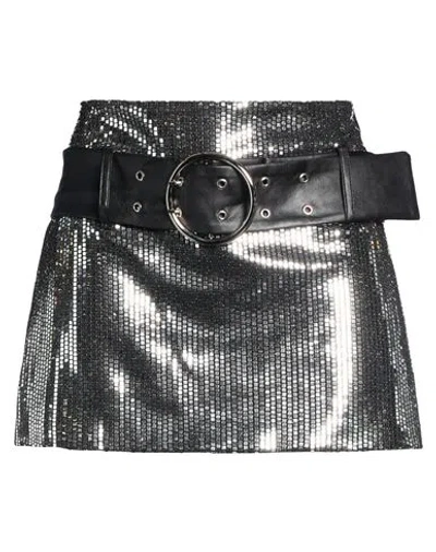 Babylon Woman Mini Skirt Silver Size 10 Polyester, Polyamide, Metallic Fiber, Elastane In Gray