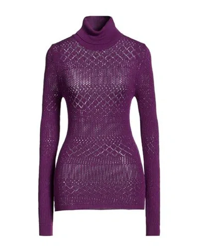 Babylon Woman Turtleneck Plum Size 3 Viscose, Polyester In Purple