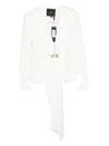 Babylone Paris Bead-embellished Draped Jacket In White