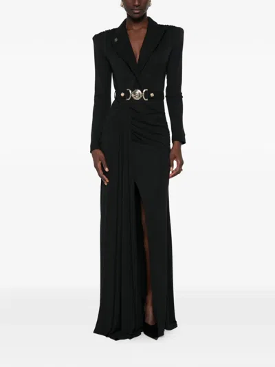 Babylone Paris Belted Ruched Maxi Dress In Black