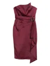 Babylone Paris Eureka Belted Midi Dress In Red