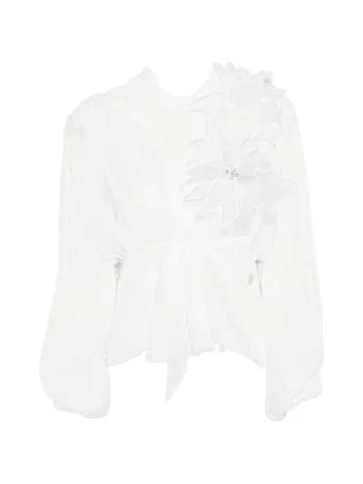 Babylone Paris Floral-appliqué Blouse In White