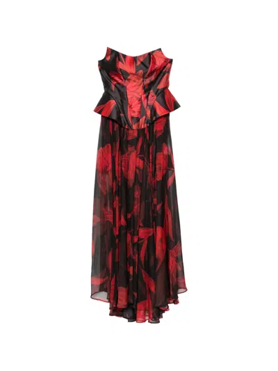 Babylone Paris Floral-print Peplum-waist Maxi Dress In Multi