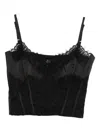 Babylone Paris Lace-trimmed Cropped Top In Black