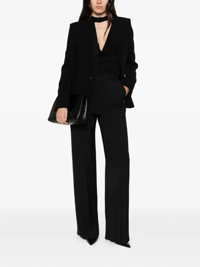 Babylone Paris Logo-plaque Wide-leg Trousers In Black