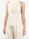 Babylone Paris Rose-embellished Ruffled Top