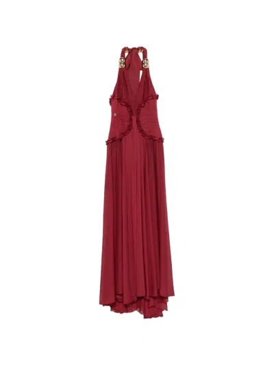 Babylone Paris Ruffled Halter-neck Maxi Dress In Brown