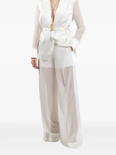 Babylone Paris Sheer Cuffed Trousers In White