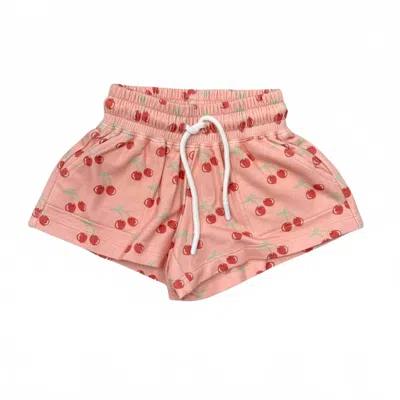 Babysprouts Kids' Girl's Terry Sweat Shorts In Cherries In Pink