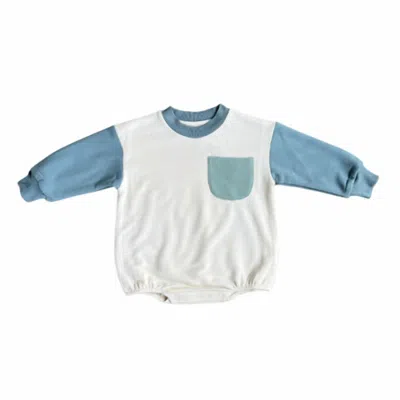 Babysprouts Kid's Colorblock Romper In Storm In Blue