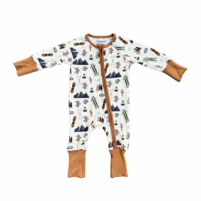 Babysprouts Kid's Footless Romper In Winter Ski In Brown
