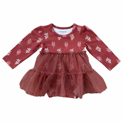 Babysprouts Kid's Holly Tulle Bodysuit Dress In Red