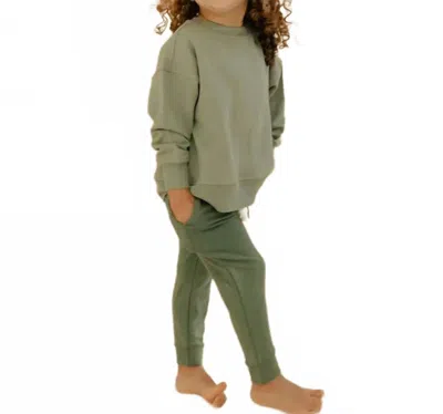 Babysprouts Kids Boxy Ski Mountain Pine Sweatshirt In Blue In Green