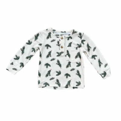 Babysprouts Kids' Long Sleeve Henley Shirt In Pine Leaves In Multi