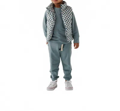 Babysprouts Kids Puffer Vest In Checkered In Storm In Gray