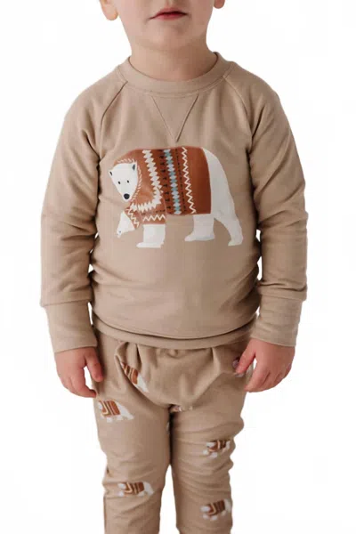 Babysprouts Kids' Polar Bear Raglan Sweatshirt In Beige In Neutral