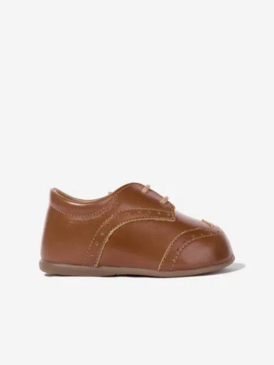 Babywalker Kids'  Baby Boys Leather Lace Up Shoes In Brown