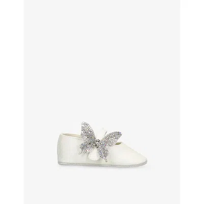 Babywalker Kids' Baby Crystal Butterfly Woven Ballet Flats White