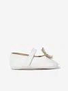 Babywalker Baby Girls Leather Crystal Butterfly Ballerinas In White