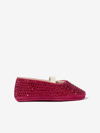 Babywalker Kids'  Baby Girls Leather Diamonds Allover Ballerinas In Red