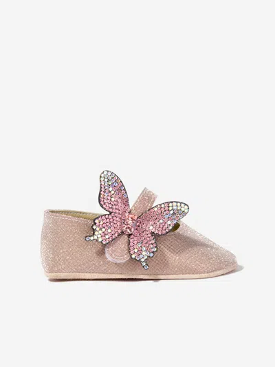 Babywalker Kids'  Baby Girls Strass Butterfly Shiny Ballerinas In Pink