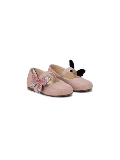 Babywalker Kids' Butterfly-motif Ballerina Shoes In Pink