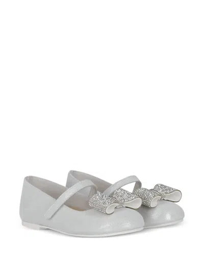 Babywalker Bow-detail Ballet Flats In Silver