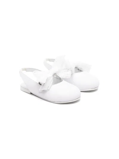 Babywalker Kids' Bow-detail Leather Ballerinas In White