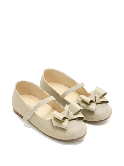 Babywalker Kids' Bow-detail Strap Ballerinas In Neutral