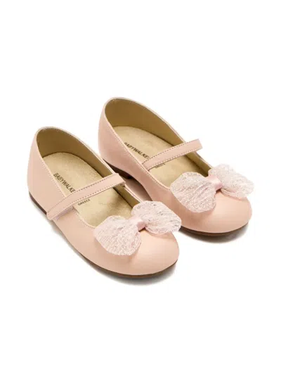 Babywalker Kids' Bow-embellished Ballerina Shoes In Pink
