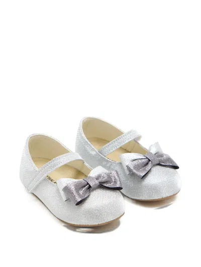 Babywalker Kids' Bow Strap Ballet Flats In Silver