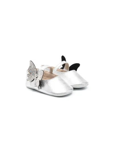 Babywalker Babies' Butterfly-detail Ballerina Shoes In Silver