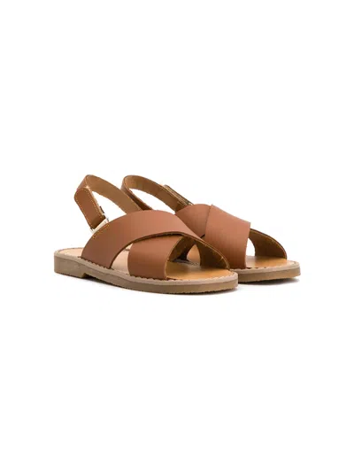 Babywalker Kids' Cross Strap Sandals In Brown