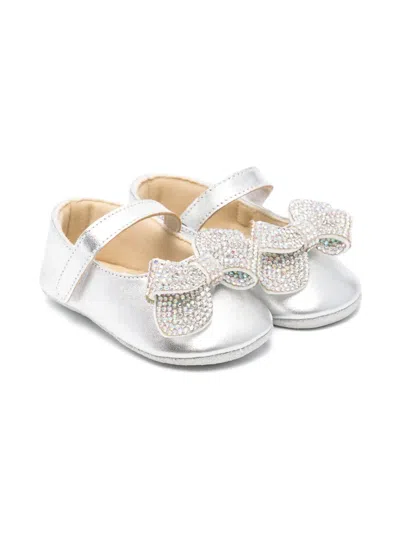 Babywalker Babies' Crystal-bow Ballet Flats In 银色