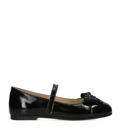 Babywalker Kids' Crystal Bow Ballet Flats In Black
