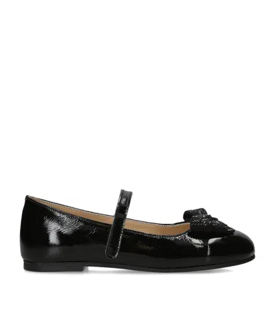 Babywalker Kids' Crystal Bow Ballet Flats In Black