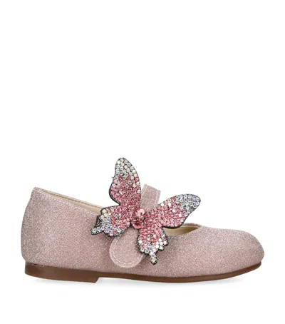 Babywalker Kids' Crystal Butterfly Ballet Flats In Pink