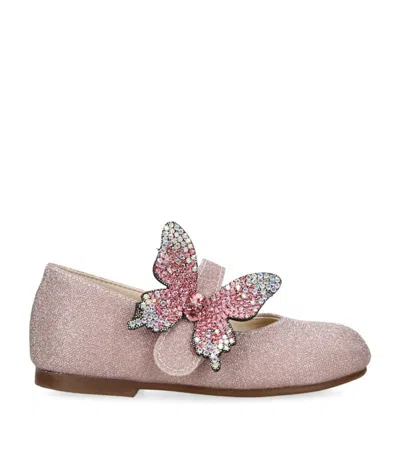 Babywalker Crystal Butterfly Ballet Flats In Pink