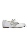 Babywalker Crystal Butterfly Ballet Flats In Metallic