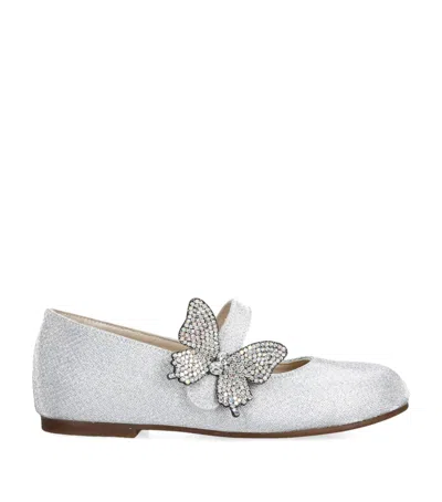 Babywalker Kids' Crystal Butterfly Ballet Flats In Metallic