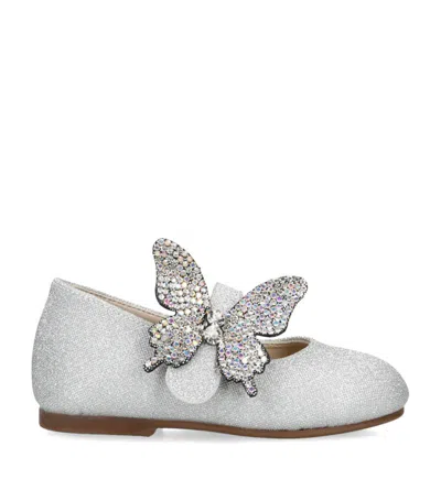 Babywalker Crystal Butterfly Ballet Flats In Silver