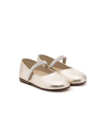 Babywalker Kids' Crystal-embellished Ballerina Shoes In Gold