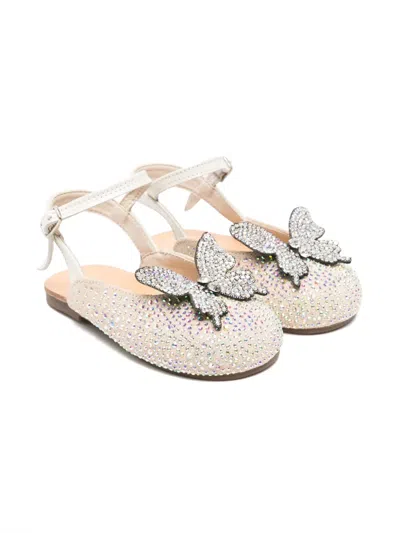 Babywalker Kids' Butterfly-motif Ballerina Shoes In Cream